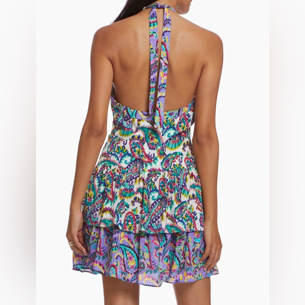 NWT Robert Graham Gracie Paisley Viscose Silk Halter Mini Dress Sz XL Date Party - Picture 5 of 14